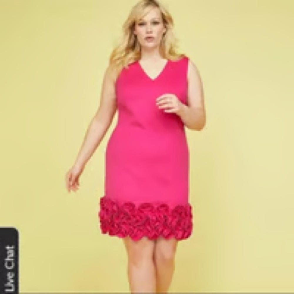 Lane Bryant Sz 26p Pink Sleeveless Ruffled Hem Sheath Dress V-Neck Romantic Sexy - Picture 13 of 13